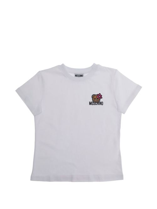 T-shirt bambina Moschino bianca con logo MOSCHINO KID-TEEN | HAM03PLAA0210101